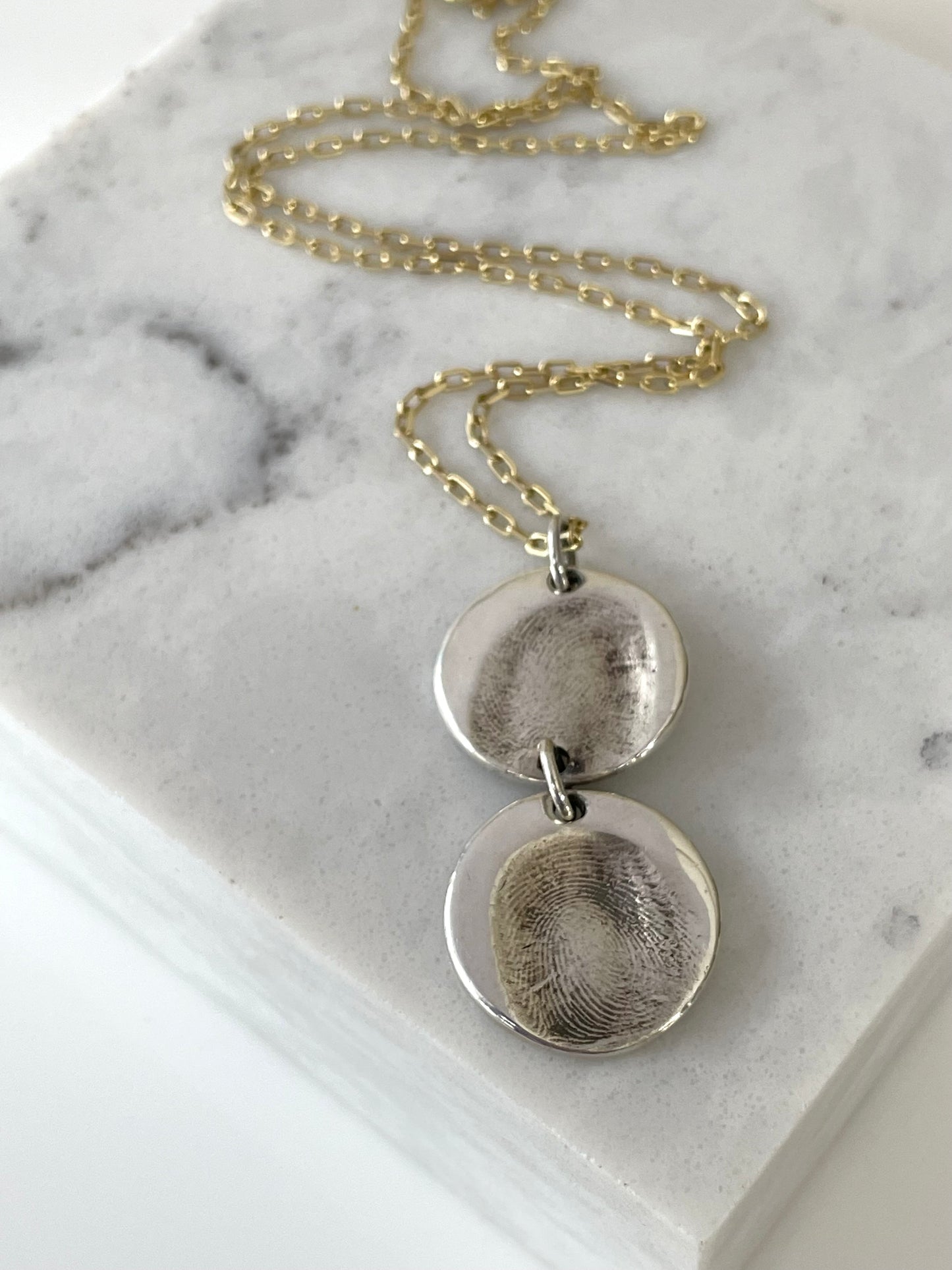 Silver Multi Drop Fingerprint Necklace