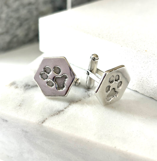 Silver Paw Print Cufflinks