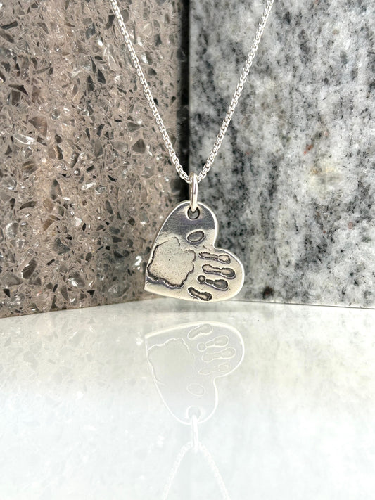 Silver Hand or Footprint Necklace