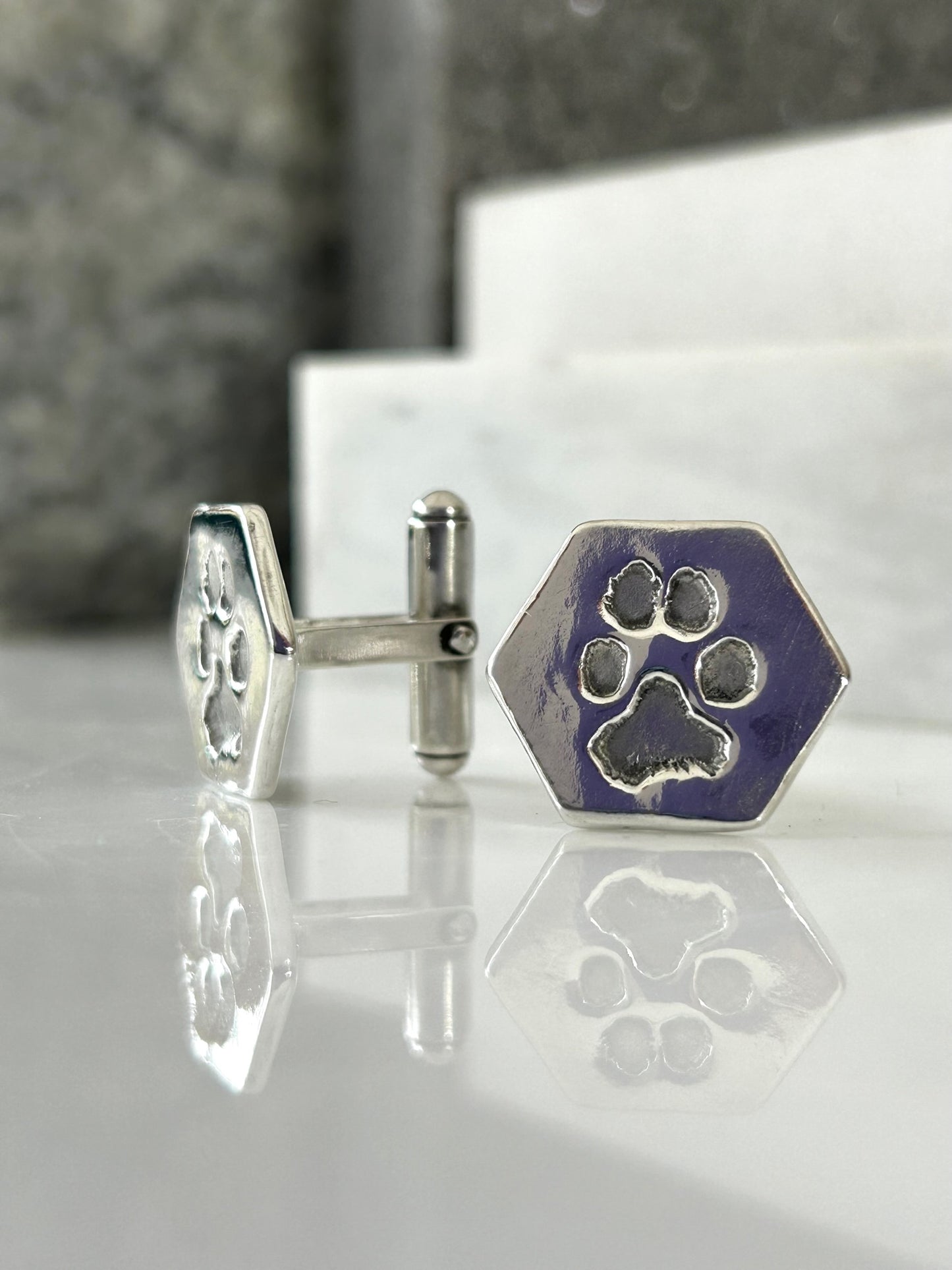 Silver Paw Print Cufflinks