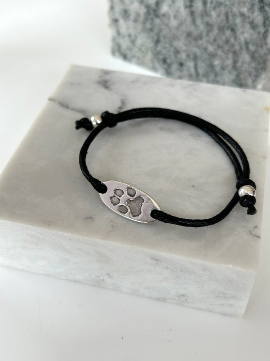 Silver Pawprint Friendship Bracelet