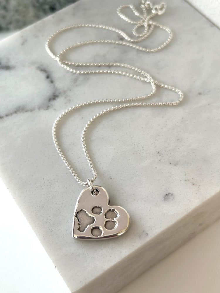 Open heart sales paw necklace