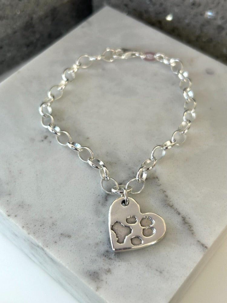 Silver Paw Print Bracelet