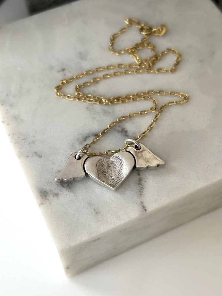 Silver Fingerprint Angel Necklace