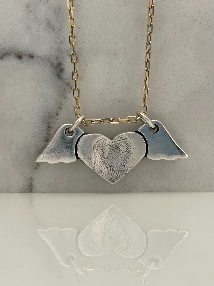 Silver Fingerprint Angel Necklace – Bee & Kim