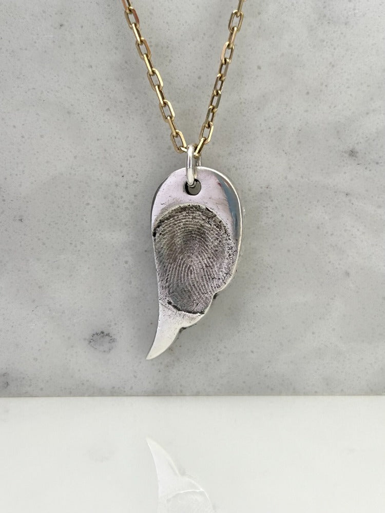 Silver Fingerprint Angel Necklace