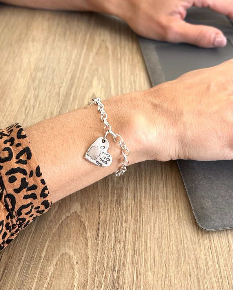 Silver Hand or Foot Print Belcher Bracelet