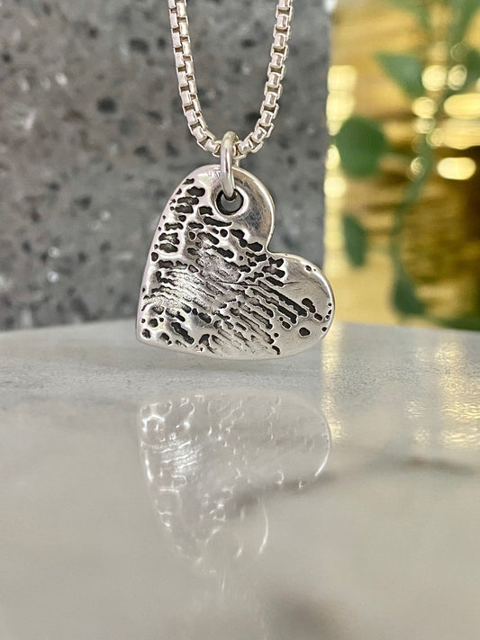 Silver Enlarged Fingerprint Necklace