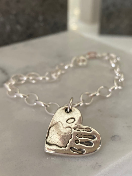 Silver Hand or Foot Print Belcher Bracelet