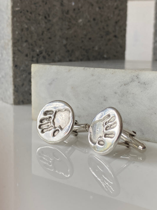 Silver Hand or Foot Print CuffLinks