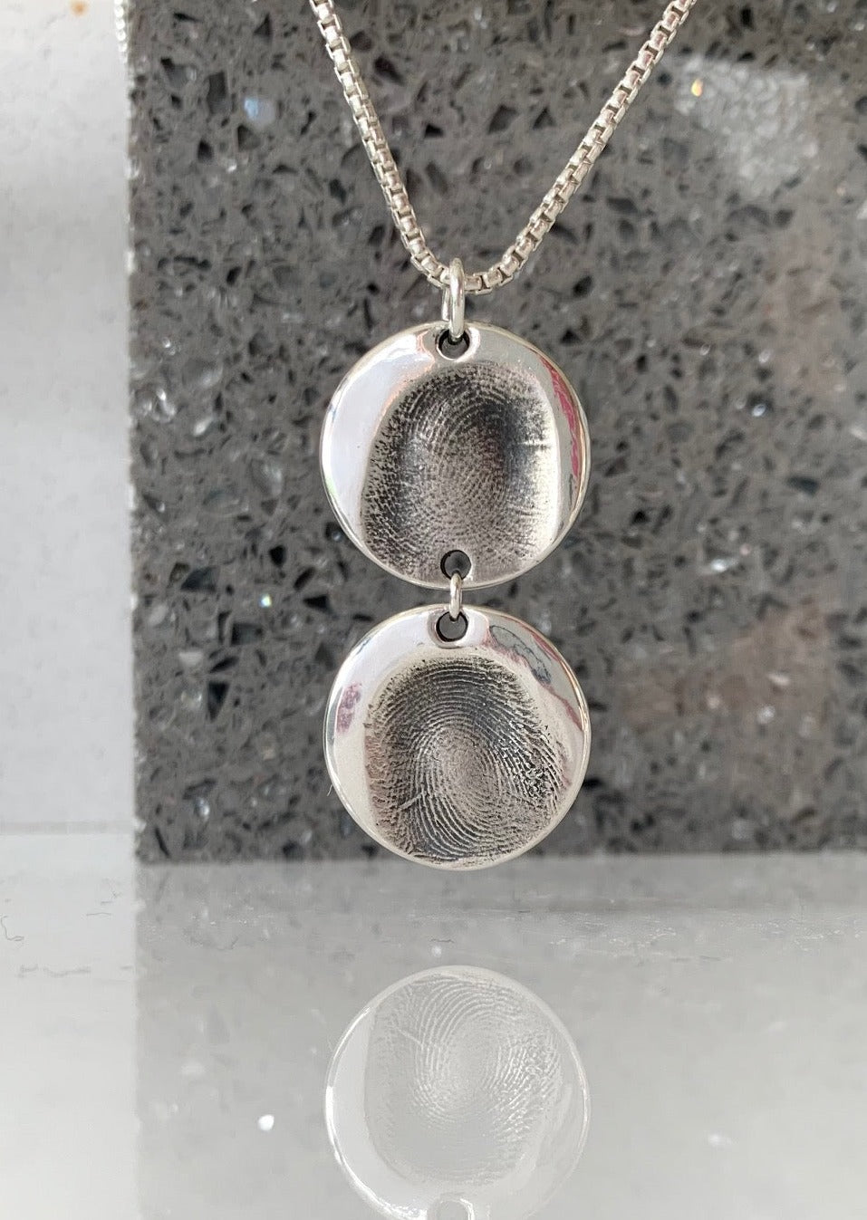 Silver Multi Drop Fingerprint Necklace